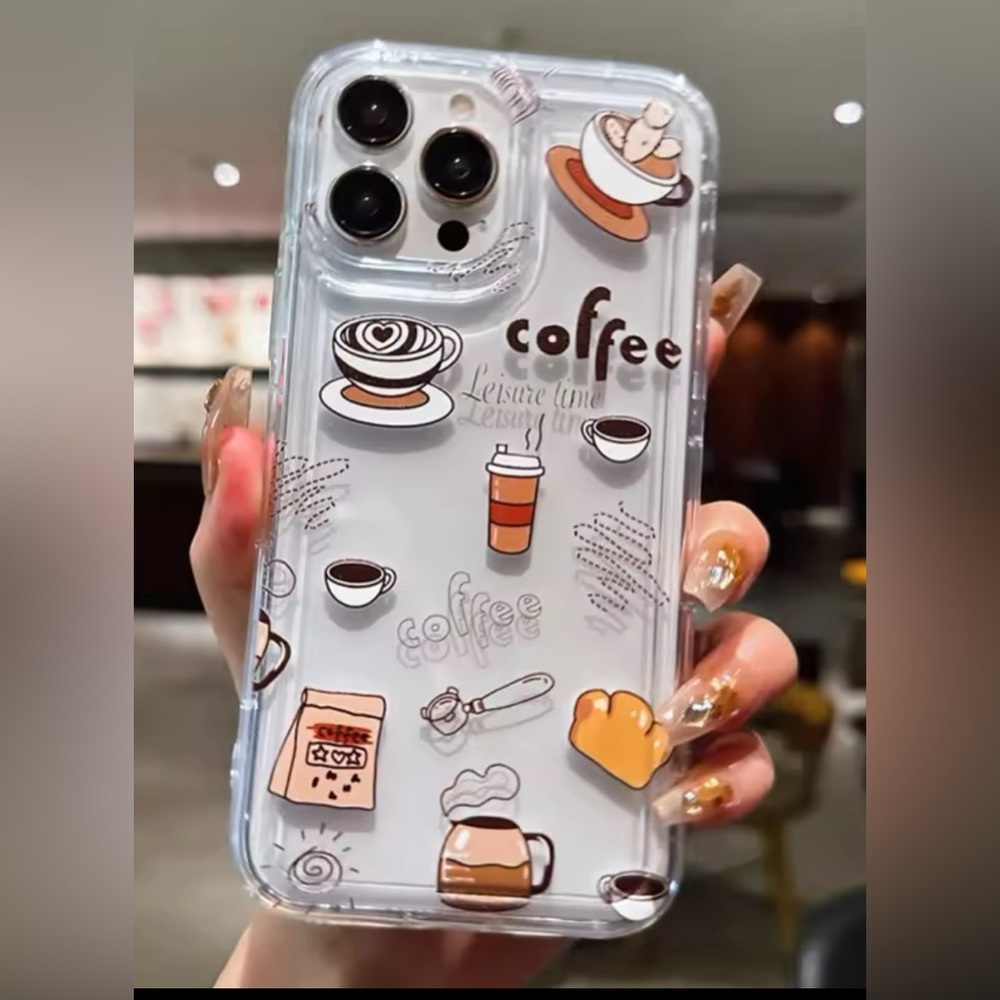 Multicolor Casual Coffee TPU Anti-Fall Clear Phone Case For iPhone13 Pro Max
